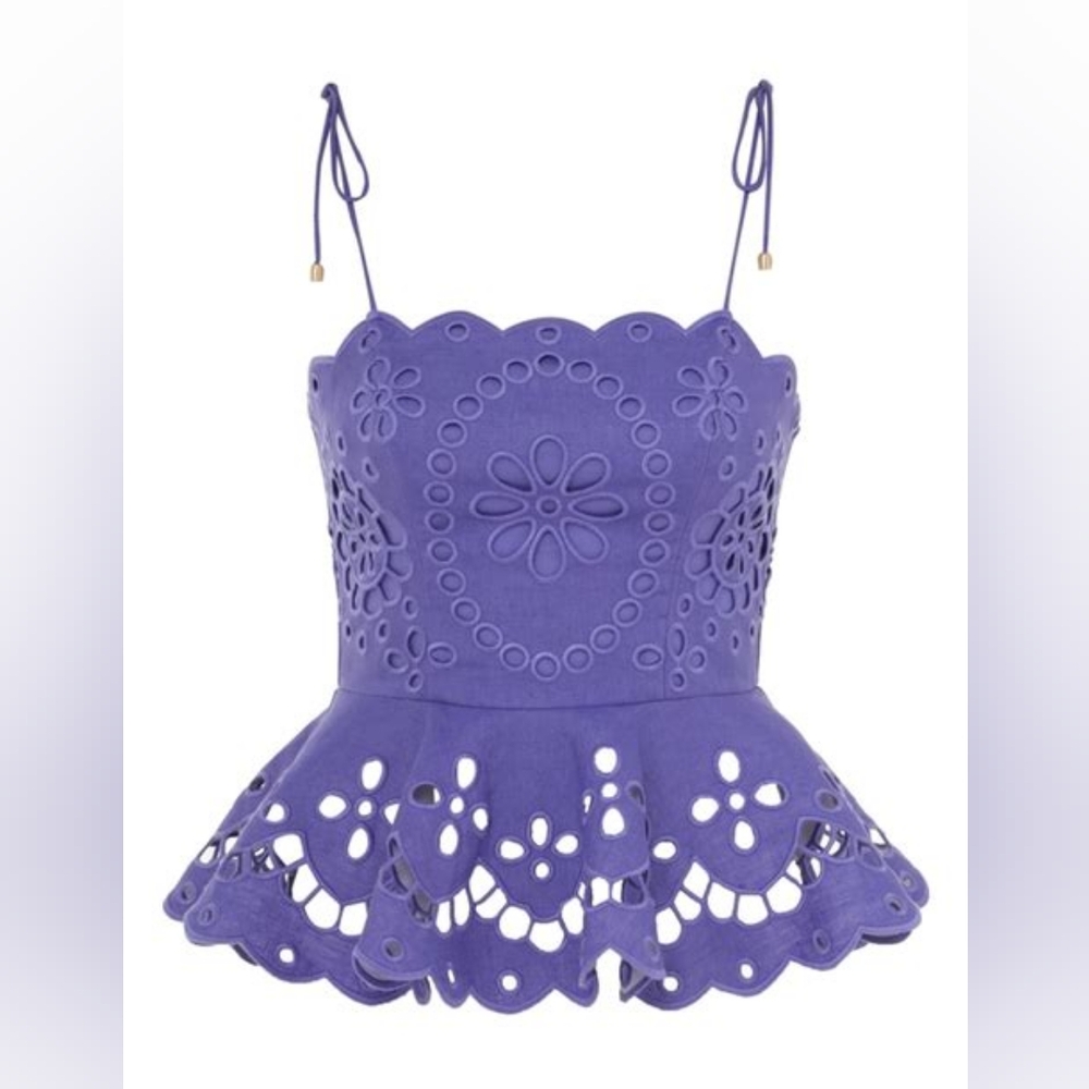 Zimmermanb Pop Embroidered Scalloped Top Au Size 0